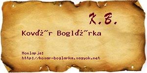Kovár Boglárka névjegykártya